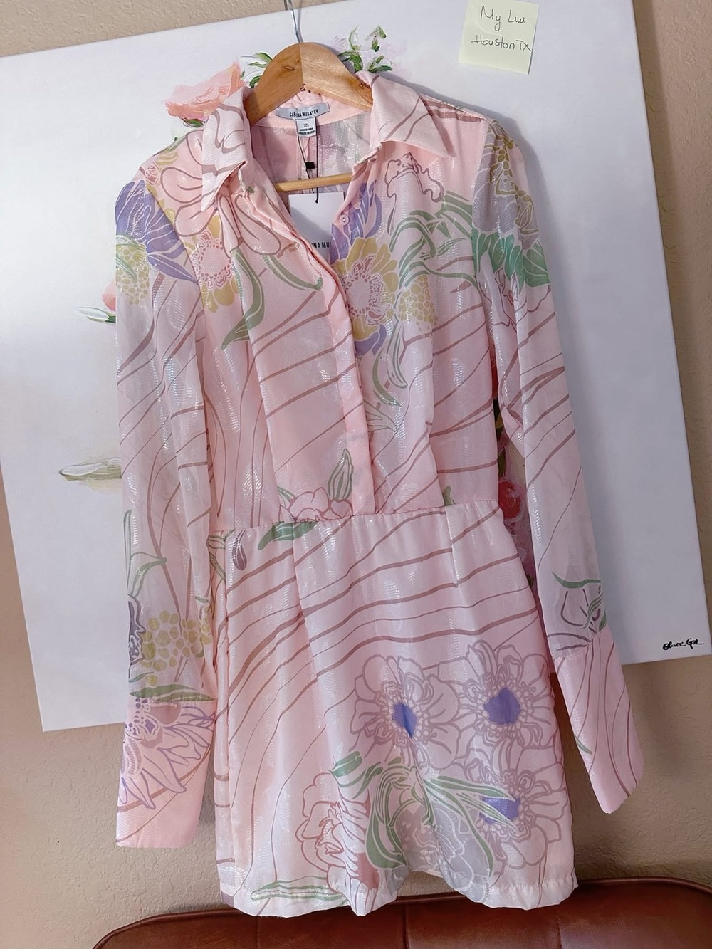 Sabina Musayev Pastel Pink Floral Mini Dress